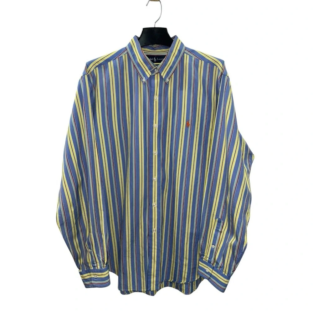 VTG Ralph Lauren Shirt Mens XL Classic Fit Striped Button Down Long Sleeve Prepp